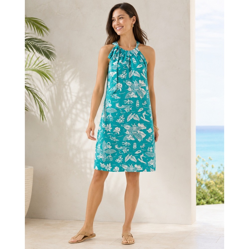 Tommy‎ Bahama Relax Hawaiian Island Print Halter Shift Dress Size Small